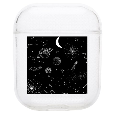 Cosmic Black Space Star Soft TPU AirPods 1/2 Case from ArtsNow.com Front