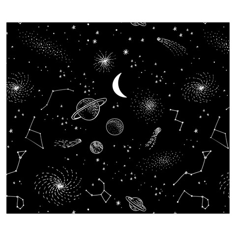 Cosmic Black Space Star Zipper Large Tote Bag from ArtsNow.com Front