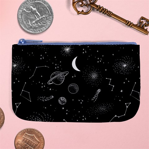 Cosmic Black Space Star Large Coin Purse from ArtsNow.com Front