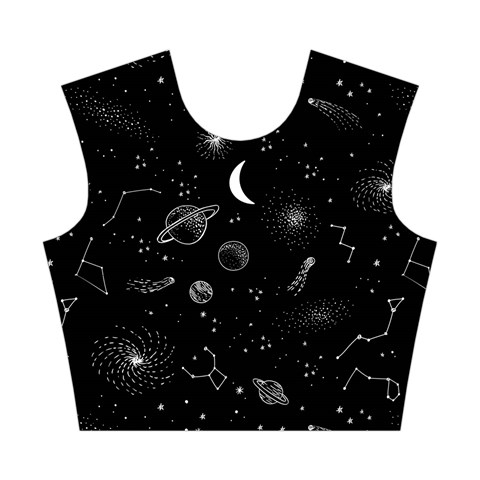 Cosmic Black Space Star Cotton Crop Top from ArtsNow.com Front