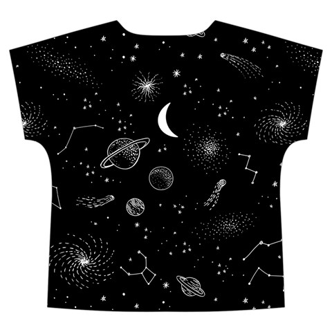 Cosmic Black Space Star Short Sleeve Long Pants Satin Pajamas Set from ArtsNow.com Back