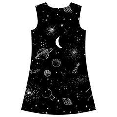 Cosmic Black Space Star Kids  Short Sleeve Velvet Dress from ArtsNow.com Back