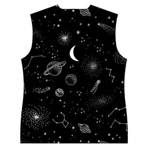 Cosmic Black Space Star Women s Button Up Vest from ArtsNow.com Back