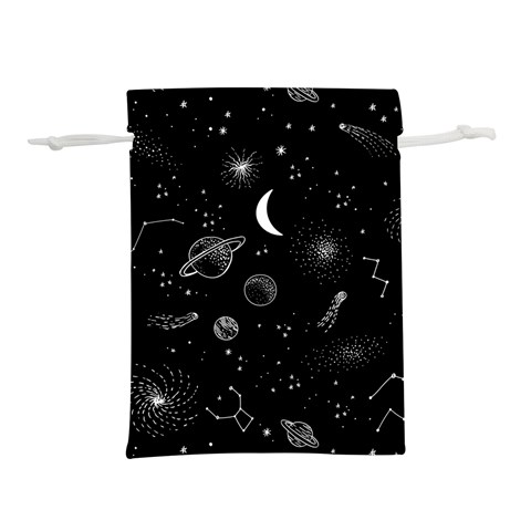 Cosmic Black Space Star Lightweight Drawstring Pouch (S) from ArtsNow.com Front