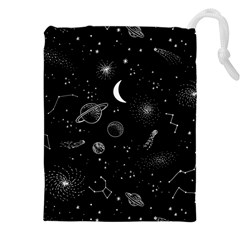 Cosmic Black Space Star Drawstring Pouch (5XL) from ArtsNow.com Front