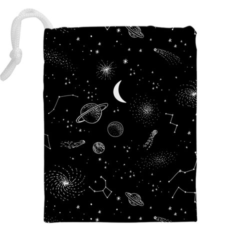 Cosmic Black Space Star Drawstring Pouch (5XL) from ArtsNow.com Back