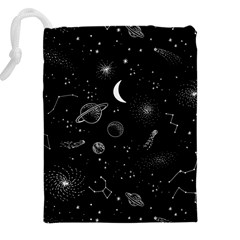 Cosmic Black Space Star Drawstring Pouch (5XL) from ArtsNow.com Back