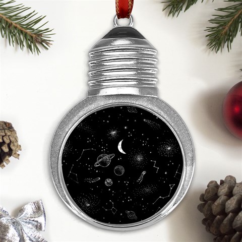 Cosmic Black Space Star Metal Light Bulb Shape Ornament from ArtsNow.com Front