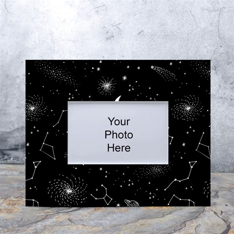 Cosmic Black Space Star White Tabletop Photo Frame 4 x6  from ArtsNow.com Front