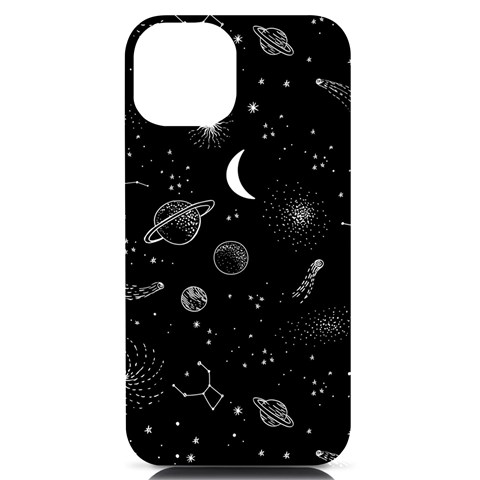 Cosmic Black Space Star iPhone 14 Black UV Print PC Hardshell Case from ArtsNow.com Front