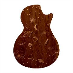 Cosmic Black Space Star Guitar Shape Wood Guitar Pick Holder Case And Picks Set from ArtsNow.com Front