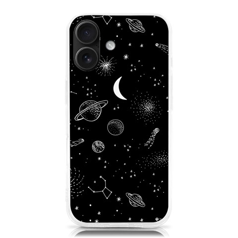 Cosmic Black Space Star iPhone 16 TPU UV Print Case from ArtsNow.com Front