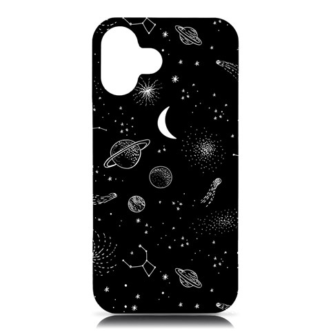 Cosmic Black Space Star iPhone 16 Plus Black UV Print PC Hardshell Case from ArtsNow.com Front