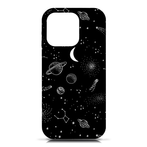 Cosmic Black Space Star iPhone 16 Pro Black UV Print PC Hardshell Case from ArtsNow.com Front