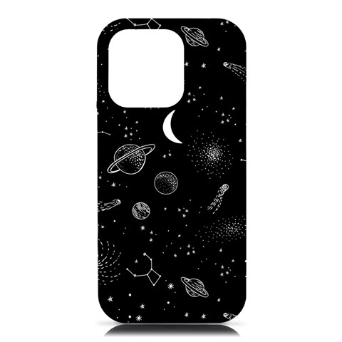 Cosmic Black Space Star iPhone 16 Pro Max Black UV Print PC Hardshell Case from ArtsNow.com Front