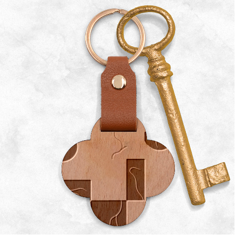 Minimalist Pattern With Simple Lines And Shapes, Creating A Clean And Modern Aesthe Engraved Wood Key Chain from ArtsNow.com Front