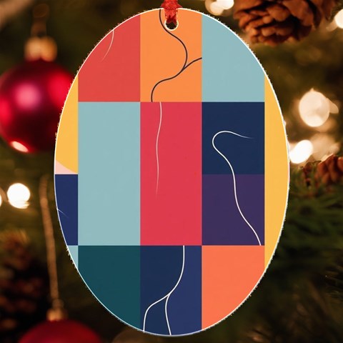 Minimalist Pattern With Simple Lines And Shapes, Creating A Clean And Modern Aesthe UV Print Acrylic Ornament Oval from ArtsNow.com Front