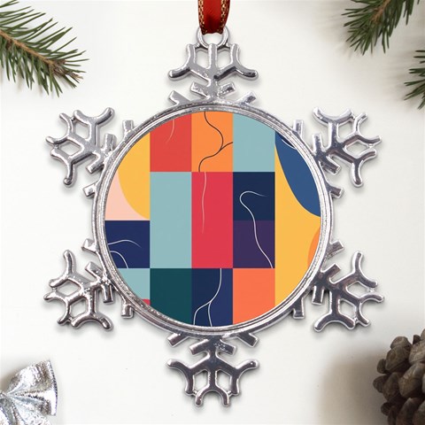 Minimalist Pattern With Simple Lines And Shapes, Creating A Clean And Modern Aesthe Metal Large Snowflake Ornament from ArtsNow.com Front