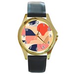 Minimalist Pattern With Simple Lines And Shapes, Creating A Clean And Modern Aesthe Round Gold Metal Watch