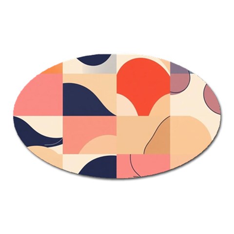 Minimalist Pattern With Simple Lines And Shapes, Creating A Clean And Modern Aesthe Oval Magnet from ArtsNow.com Front