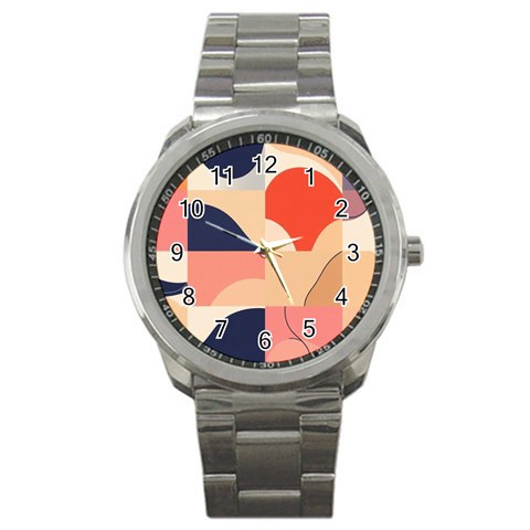 Minimalist Pattern With Simple Lines And Shapes, Creating A Clean And Modern Aesthe Sport Metal Watch from ArtsNow.com Front