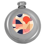 Minimalist Pattern With Simple Lines And Shapes, Creating A Clean And Modern Aesthe Round Hip Flask (5 oz)