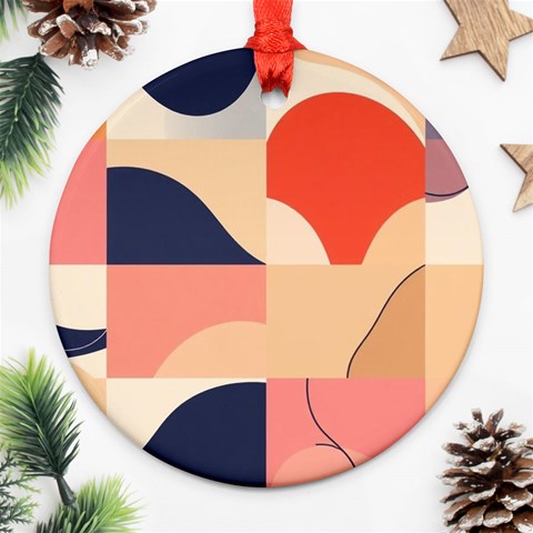 Minimalist Pattern With Simple Lines And Shapes, Creating A Clean And Modern Aesthe Round Ornament (Two Sides) from ArtsNow.com Back