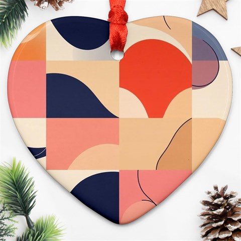 Minimalist Pattern With Simple Lines And Shapes, Creating A Clean And Modern Aesthe Heart Ornament (Two Sides) from ArtsNow.com Back