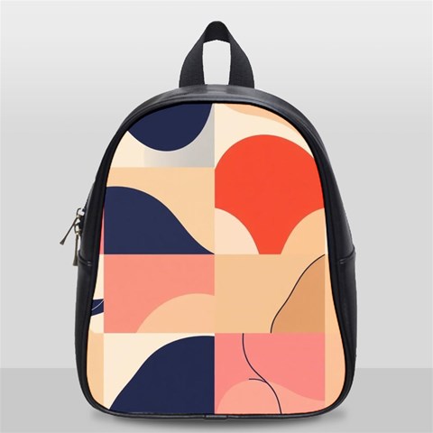 Minimalist Pattern With Simple Lines And Shapes, Creating A Clean And Modern Aesthe School Bag (Small) from ArtsNow.com Front