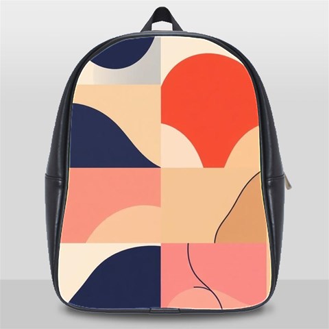 Minimalist Pattern With Simple Lines And Shapes, Creating A Clean And Modern Aesthe School Bag (XL) from ArtsNow.com Front