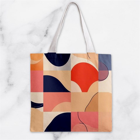 Minimalist Pattern With Simple Lines And Shapes, Creating A Clean And Modern Aesthe Zipper Grocery Tote Bag from ArtsNow.com Back