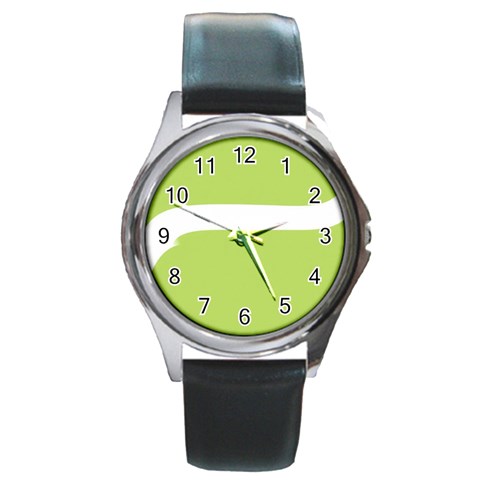 A Minimalist Pattern With Simple Lines And Shapes, Creating A Clean And Modern Aesthetic 02 Round Metal Watch from ArtsNow.com Front