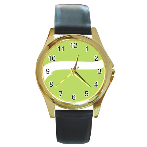 A Minimalist Pattern With Simple Lines And Shapes, Creating A Clean And Modern Aesthetic 02 Round Gold Metal Watch from ArtsNow.com Front