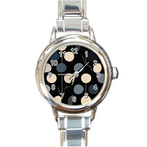 A Minimalist Pattern With Simple Lines And Shapes, Creating A Clean And Modern Aesthetic 03 Round Italian Charm Watch from ArtsNow.com Front