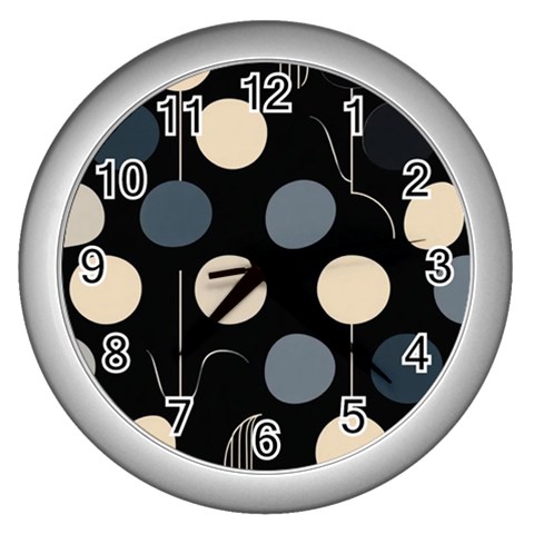 A Minimalist Pattern With Simple Lines And Shapes, Creating A Clean And Modern Aesthetic 03 Wall Clock (Silver) from ArtsNow.com Front