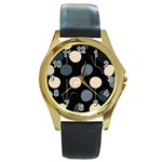 A Minimalist Pattern With Simple Lines And Shapes, Creating A Clean And Modern Aesthetic 03 Round Gold Metal Watch