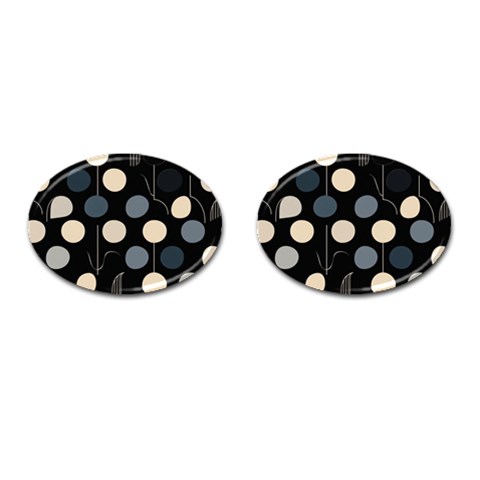 A Minimalist Pattern With Simple Lines And Shapes, Creating A Clean And Modern Aesthetic 03 Cufflinks (Oval) from ArtsNow.com Front(Pair)