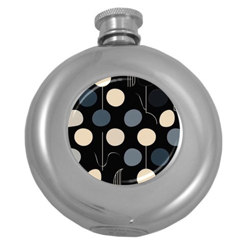 A Minimalist Pattern With Simple Lines And Shapes, Creating A Clean And Modern Aesthetic 03 Round Hip Flask (5 oz) from ArtsNow.com Front