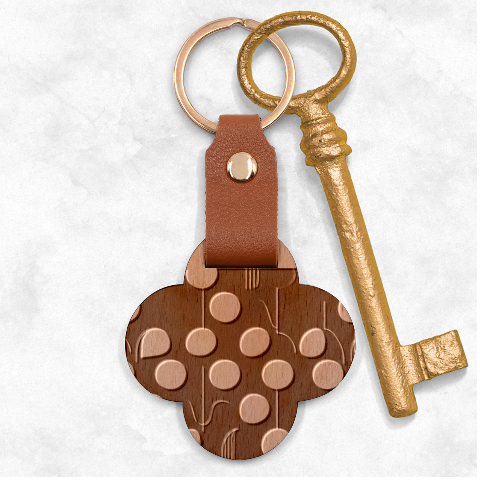 A Minimalist Pattern With Simple Lines And Shapes, Creating A Clean And Modern Aesthetic 03 Engraved Wood Key Chain from ArtsNow.com Front