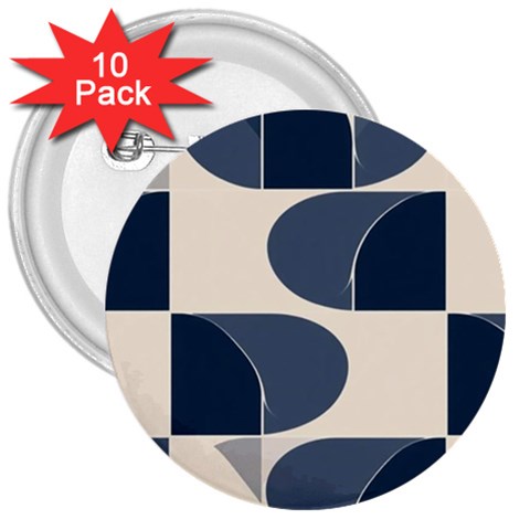 A Minimalist Pattern With Simple Lines And Shapes, Creating A Clean And Modern Aesthetic 04 3  Buttons (10 pack)  from ArtsNow.com Front