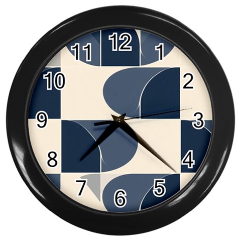 A Minimalist Pattern With Simple Lines And Shapes, Creating A Clean And Modern Aesthetic 04 Wall Clock (Black) from ArtsNow.com Front