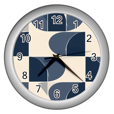 A Minimalist Pattern With Simple Lines And Shapes, Creating A Clean And Modern Aesthetic 04 Wall Clock (Silver) from ArtsNow.com Front