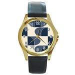 A Minimalist Pattern With Simple Lines And Shapes, Creating A Clean And Modern Aesthetic 04 Round Gold Metal Watch