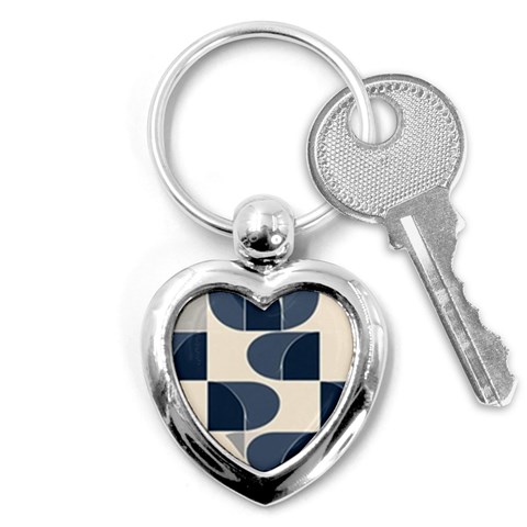 A Minimalist Pattern With Simple Lines And Shapes, Creating A Clean And Modern Aesthetic 04 Key Chain (Heart) from ArtsNow.com Front