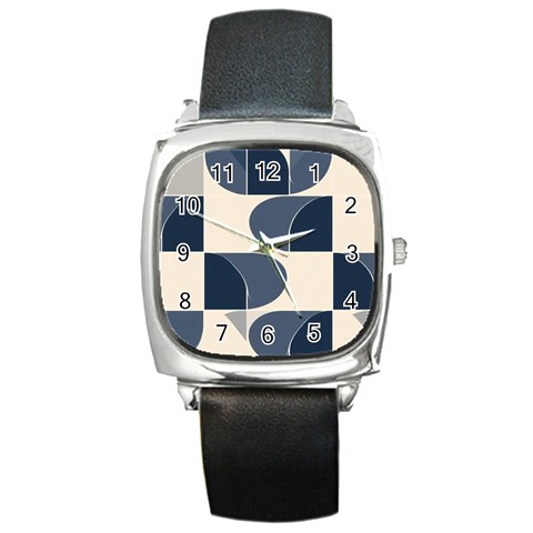 A Minimalist Pattern With Simple Lines And Shapes, Creating A Clean And Modern Aesthetic 04 Square Metal Watch from ArtsNow.com Front