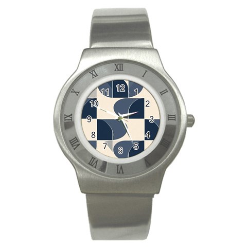 A Minimalist Pattern With Simple Lines And Shapes, Creating A Clean And Modern Aesthetic 04 Stainless Steel Watch from ArtsNow.com Front