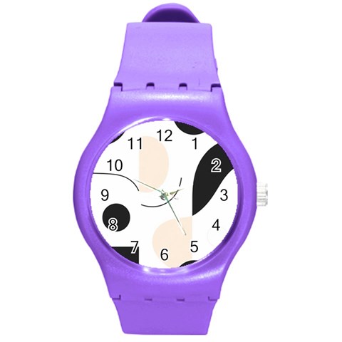 A Minimalist Pattern With Simple Lines And Shapes, Creating A Clean And Modern Aesthetic 05 Round Plastic Sport Watch (M) from ArtsNow.com Front