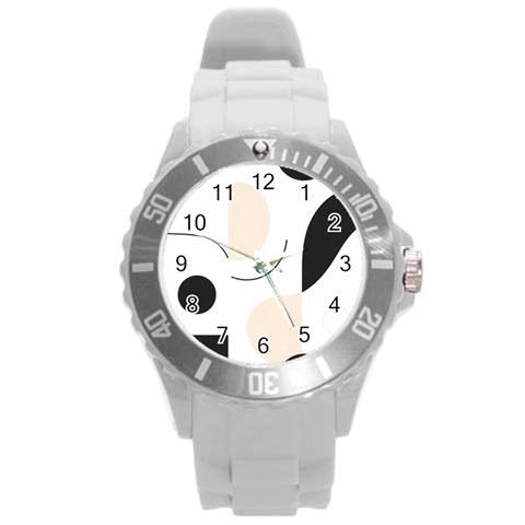 A Minimalist Pattern With Simple Lines And Shapes, Creating A Clean And Modern Aesthetic 05 Round Plastic Sport Watch (L) from ArtsNow.com Front