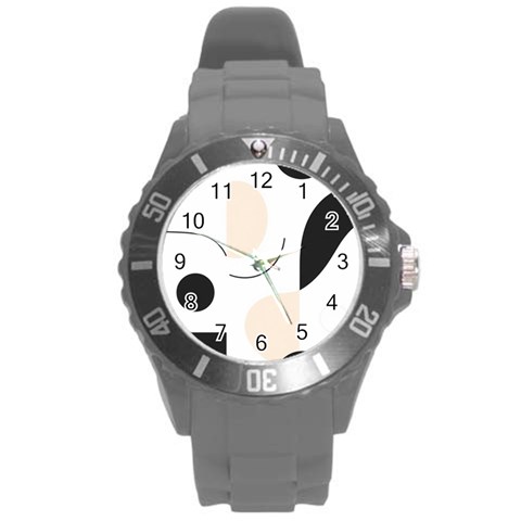 A Minimalist Pattern With Simple Lines And Shapes, Creating A Clean And Modern Aesthetic 05 Round Plastic Sport Watch (L) from ArtsNow.com Front