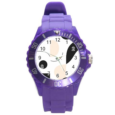 A Minimalist Pattern With Simple Lines And Shapes, Creating A Clean And Modern Aesthetic 05 Round Plastic Sport Watch (L) from ArtsNow.com Front